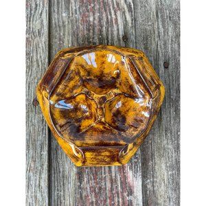 Vintage Brown Yellow Pottery MCM Ashtray